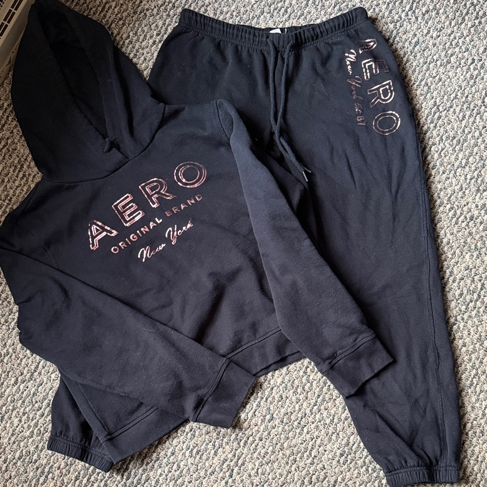 Aeropostale Black Sweat Set with Rose Gold Logo